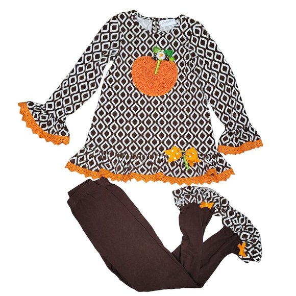 Emily Rose pumpkin patch fall ruffle lace ribbon halloween bell sleeve outfit 8